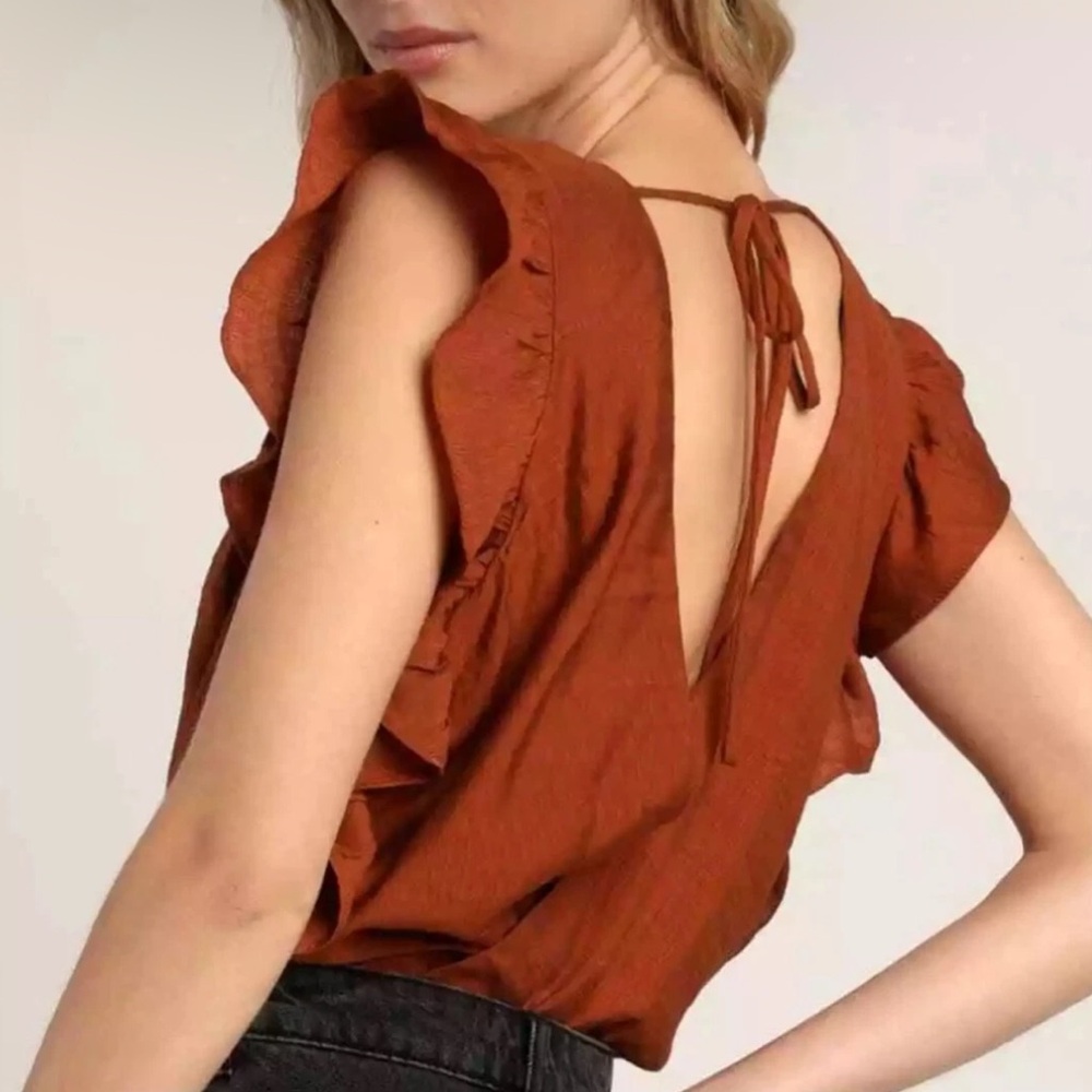 LuLus Smile Awhile Ruffled bodysuit - Picture 4 of 5